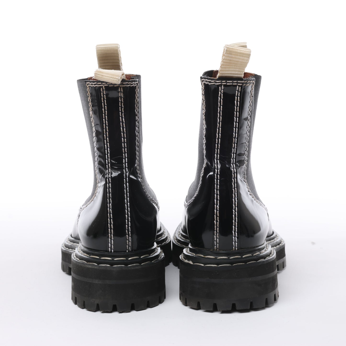 Proenza Schouler Topstitched Leather Chelsea Boots in Black, Size 38.5 EU