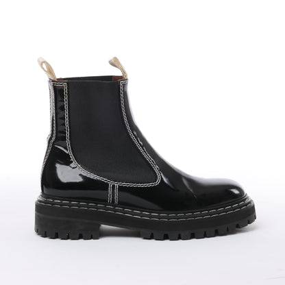 Proenza Schouler Topstitched Leather Chelsea Boots in Black, Size 38.5 EU