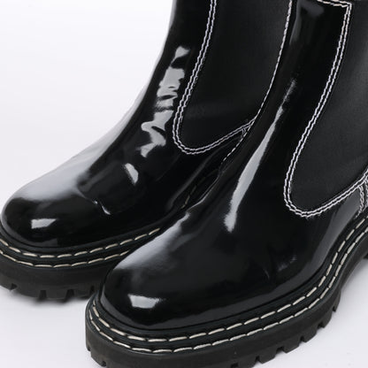 Proenza Schouler Topstitched Leather Chelsea Boots in Black, Size 38.5 EU