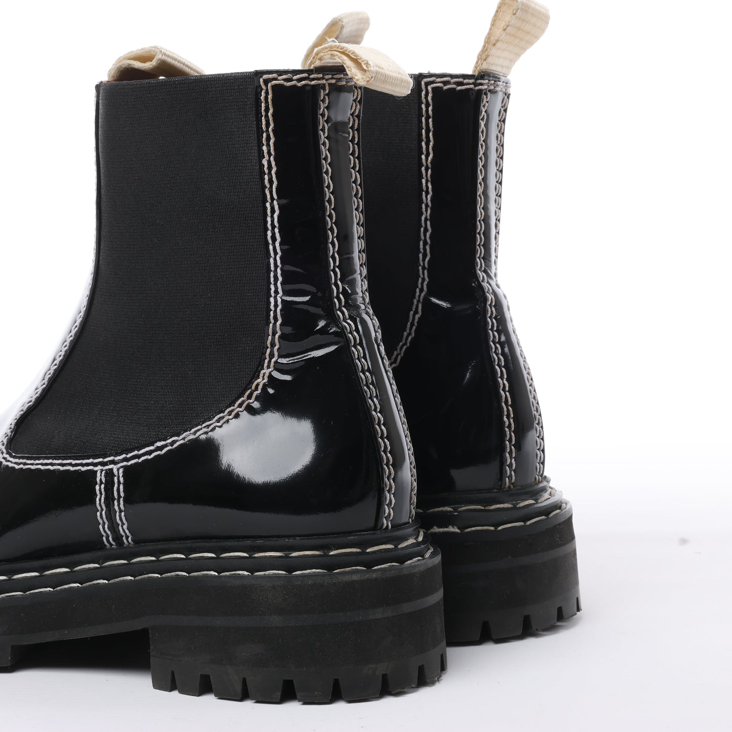 Proenza Schouler Topstitched Leather Chelsea Boots in Black, Size 38.5 EU