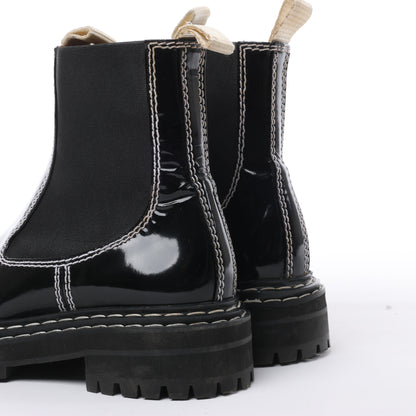 Proenza Schouler Topstitched Leather Chelsea Boots in Black, Size 38.5 EU