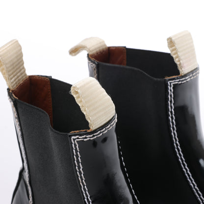 Proenza Schouler Topstitched Leather Chelsea Boots in Black, Size 38.5 EU