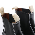 Proenza Schouler Topstitched Leather Chelsea Boots in Black, Size 38.5 EU