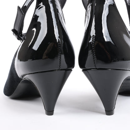 ROCHAS Velvet and Patent Leather Pumps in Black, Size 37 EU