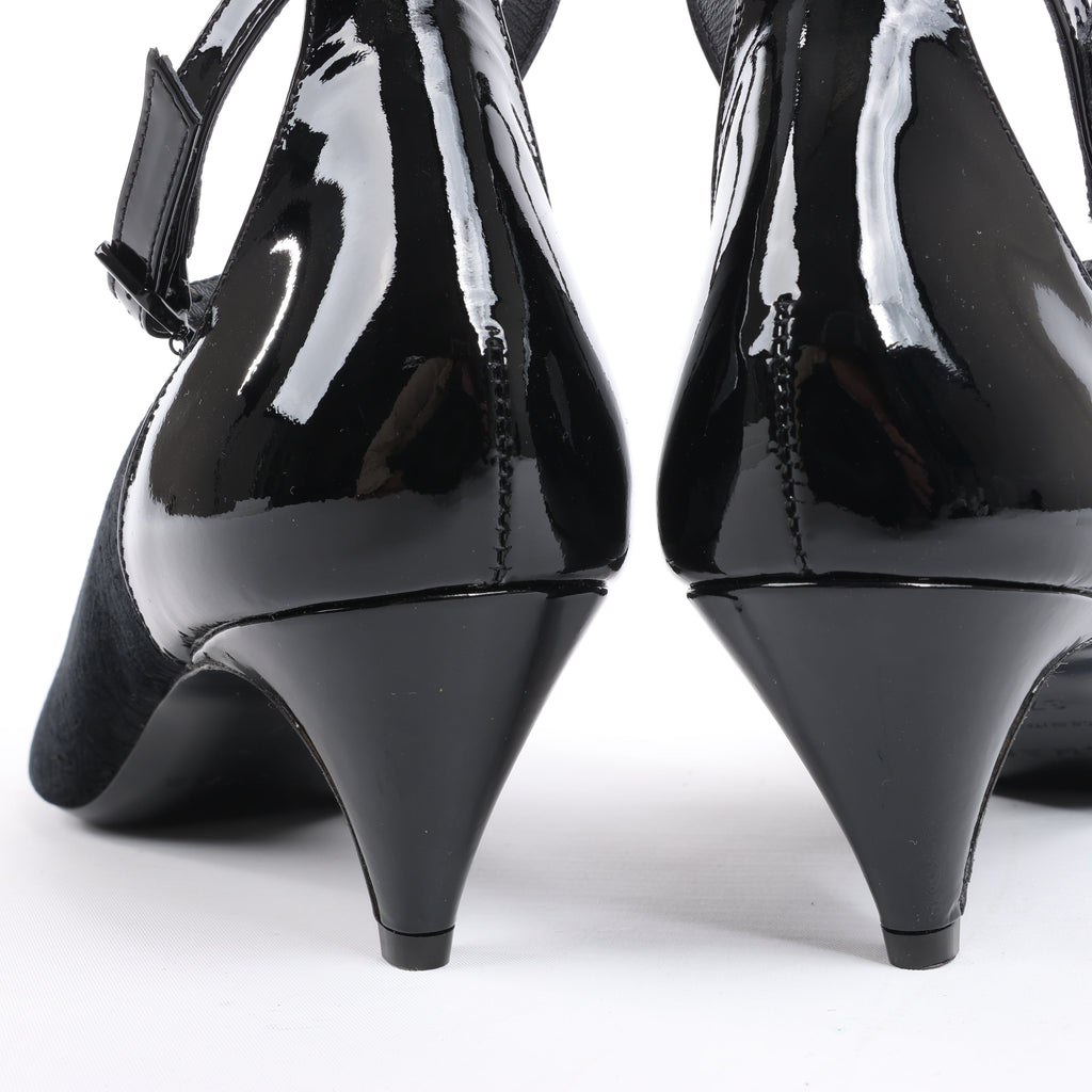 ROCHAS Velvet and Patent Leather Pumps in Black, Size 37 EU