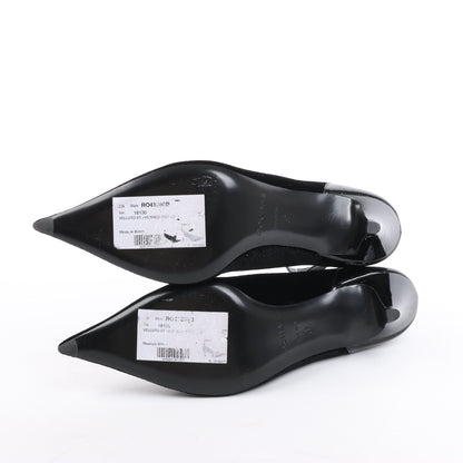 ROCHAS Velvet and Patent Leather Pumps in Black, Size 37 EU