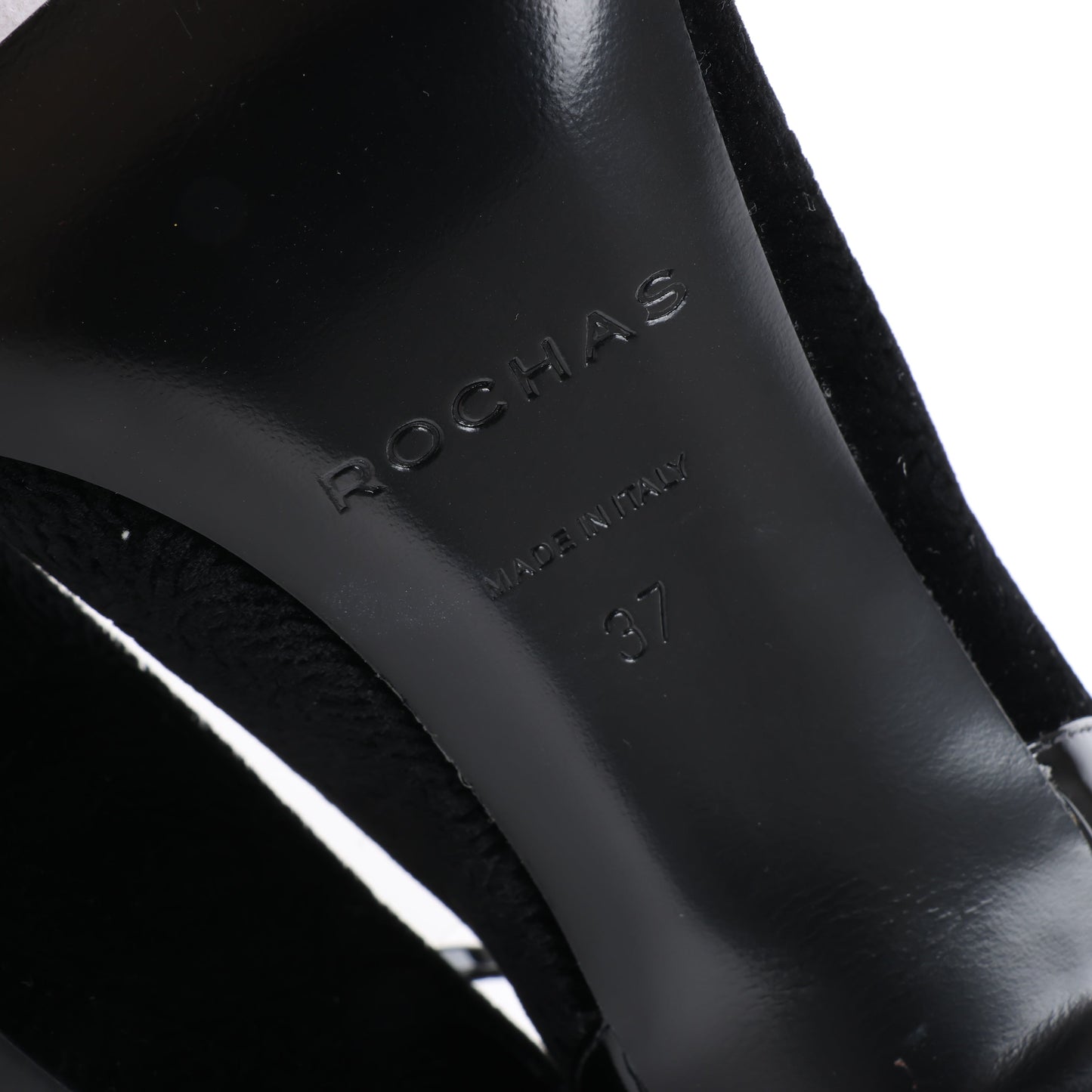 ROCHAS Velvet and Patent Leather Pumps in Black, Size 37 EU