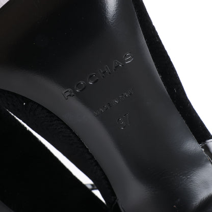 ROCHAS Velvet and Patent Leather Pumps in Black, Size 37 EU