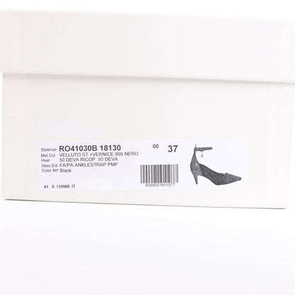 ROCHAS Velvet and Patent Leather Pumps in Black, Size 37 EU