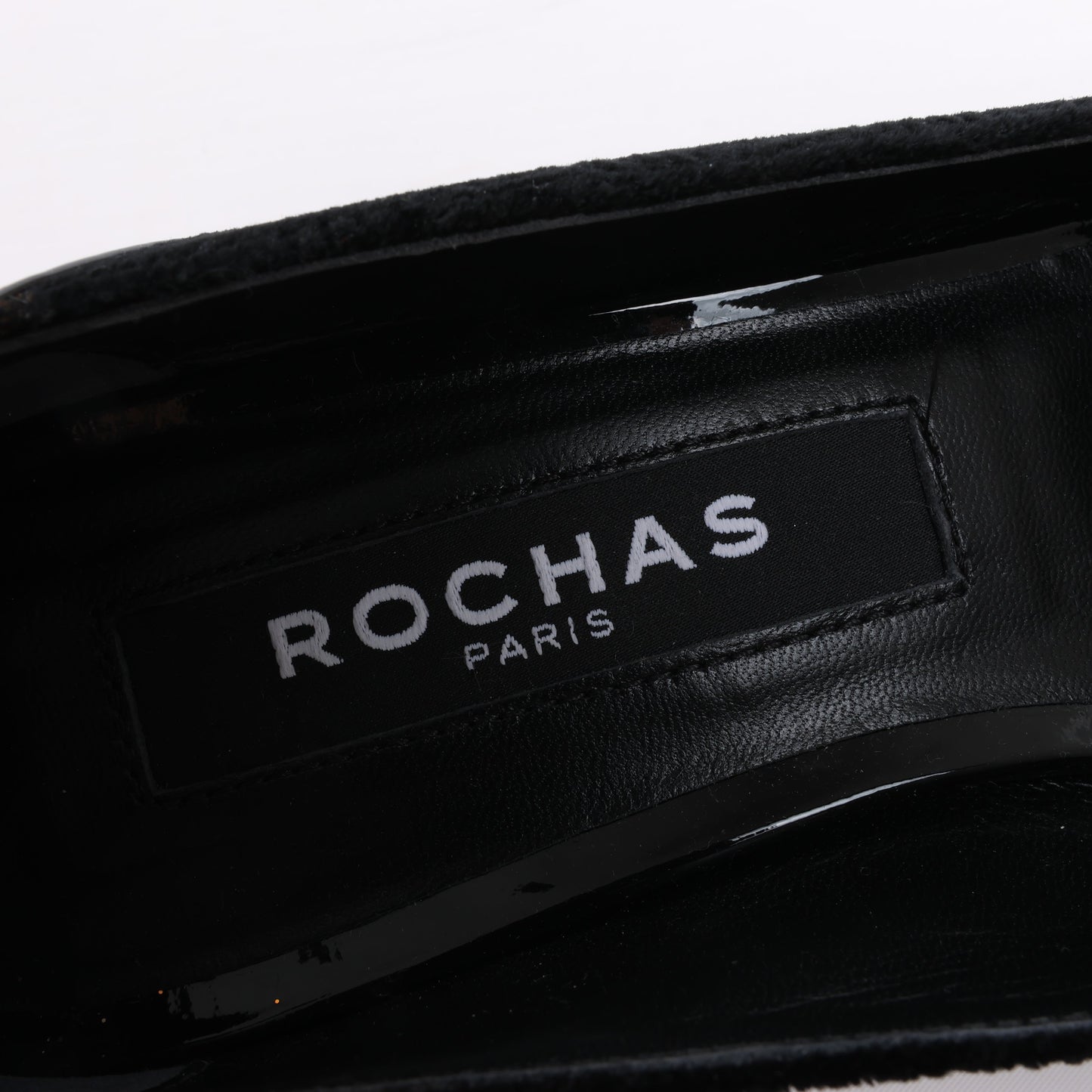 ROCHAS Velvet and Patent Leather Pumps in Black, Size 37 EU