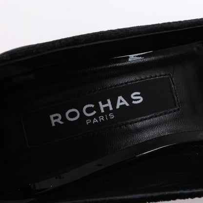 ROCHAS Velvet and Patent Leather Pumps in Black, Size 37 EU