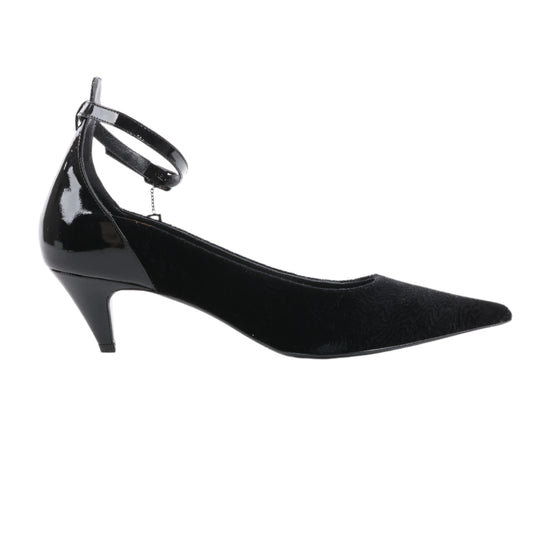 ROCHAS Velvet and Patent Leather Pumps in Black, Size 37 EU