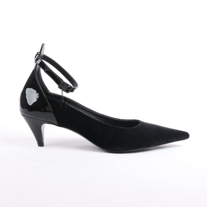ROCHAS Velvet and Patent Leather Pumps in Black, Size 37 EU