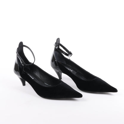 ROCHAS Velvet and Patent Leather Pumps in Black, Size 37 EU