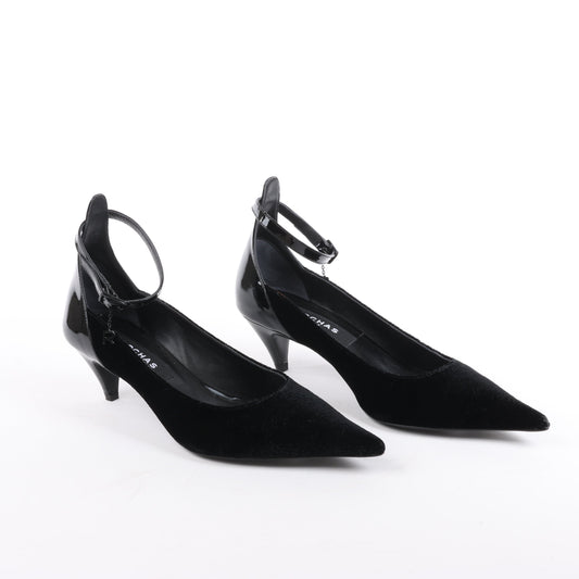 ROCHAS Velvet and Patent Leather Pumps in Black, Size 37 EU