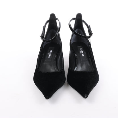 ROCHAS Velvet and Patent Leather Pumps in Black, Size 37 EU