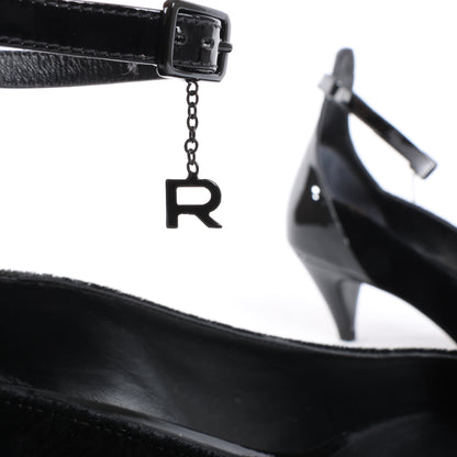 ROCHAS Velvet and Patent Leather Pumps in Black, Size 37 EU