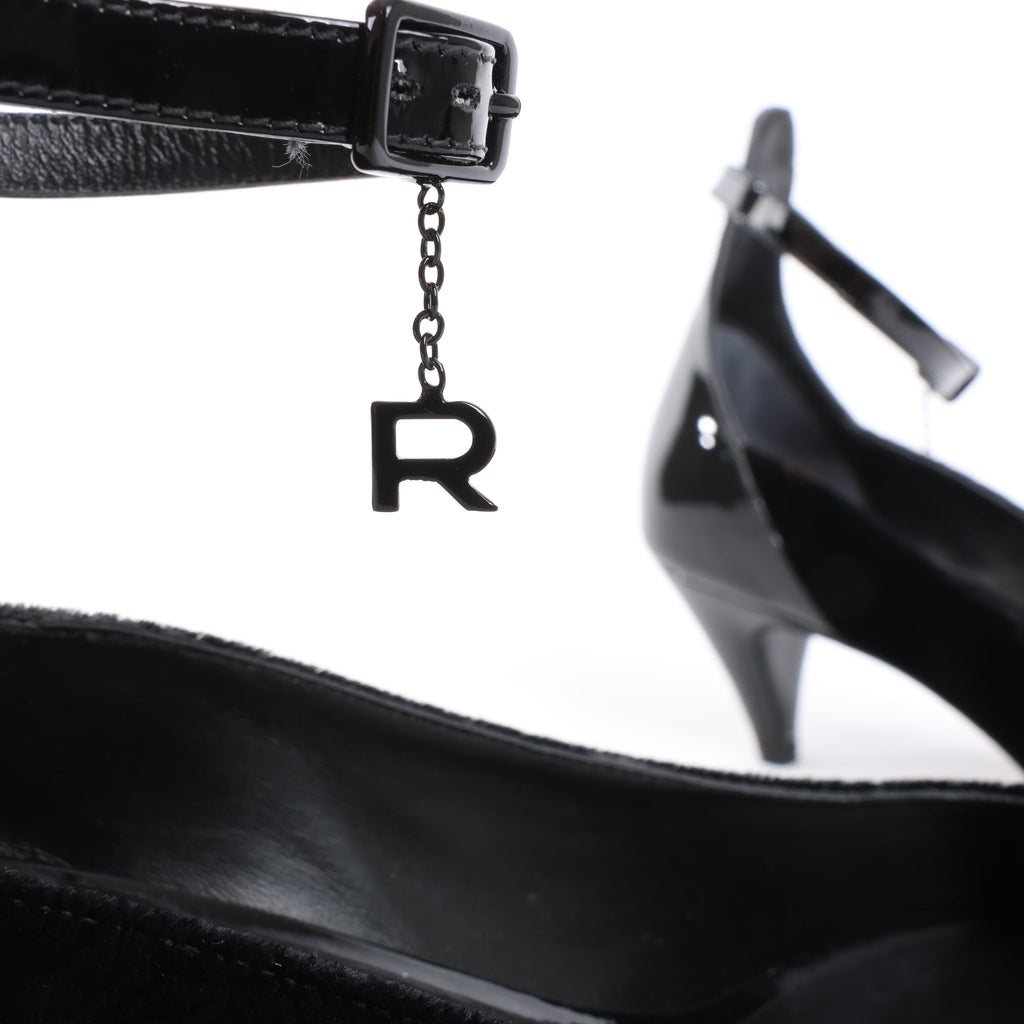 ROCHAS Velvet and Patent Leather Pumps in Black, Size 37 EU