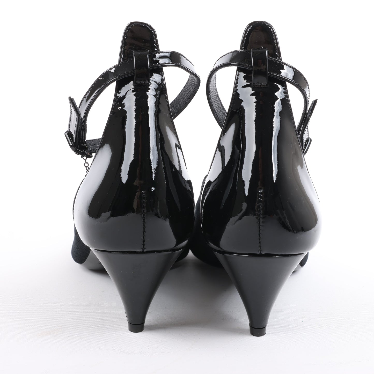 ROCHAS Velvet and Patent Leather Pumps in Black, Size 37 EU