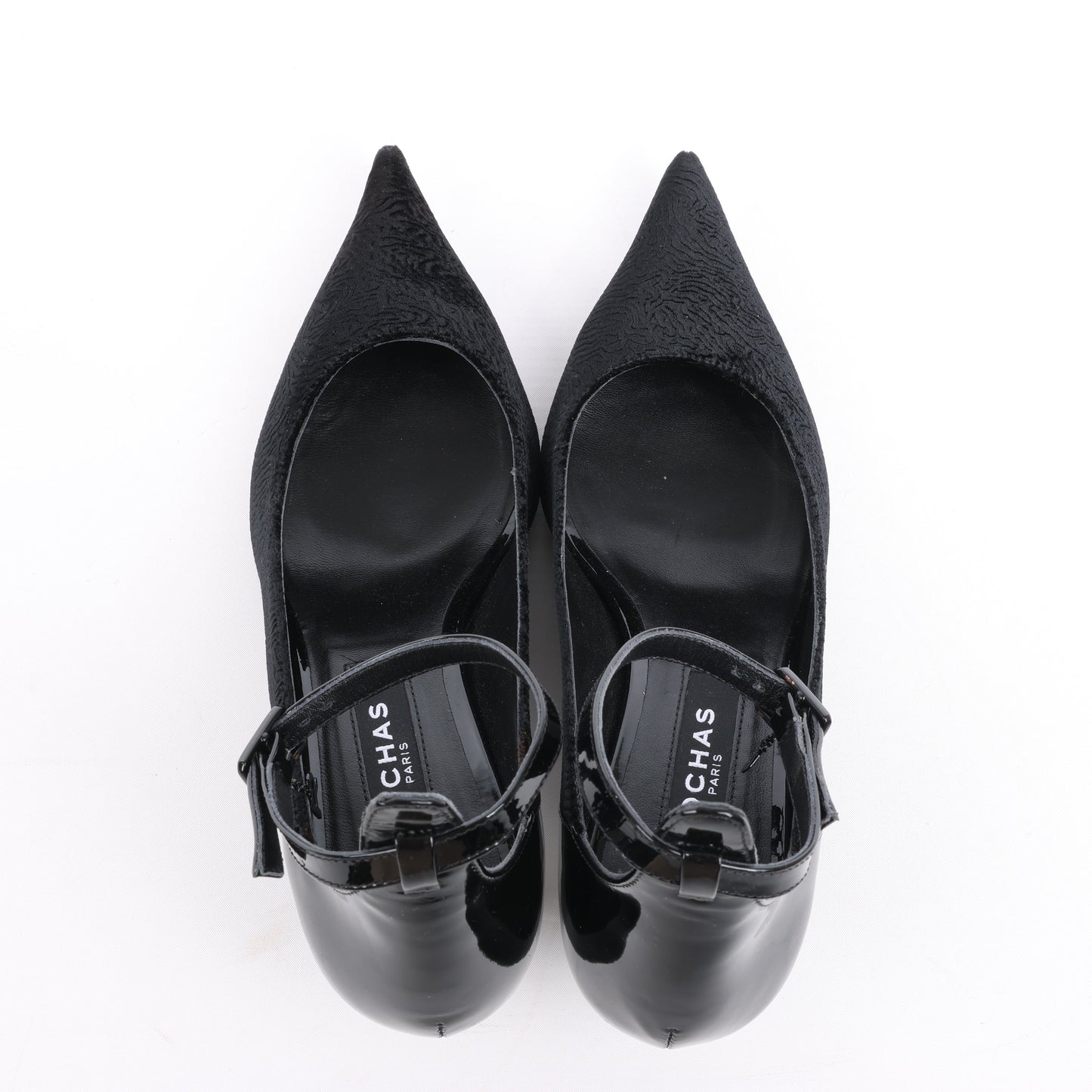 ROCHAS Velvet and Patent Leather Pumps in Black, Size 37 EU