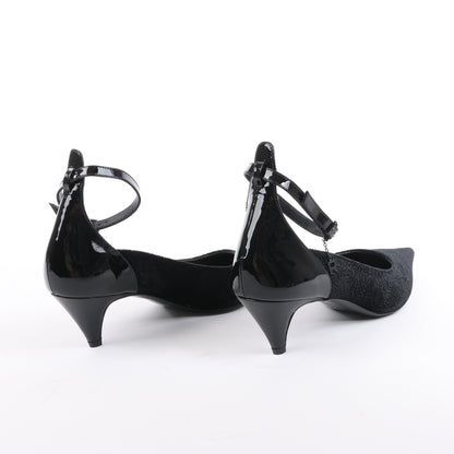 ROCHAS Velvet and Patent Leather Pumps in Black, Size 37 EU