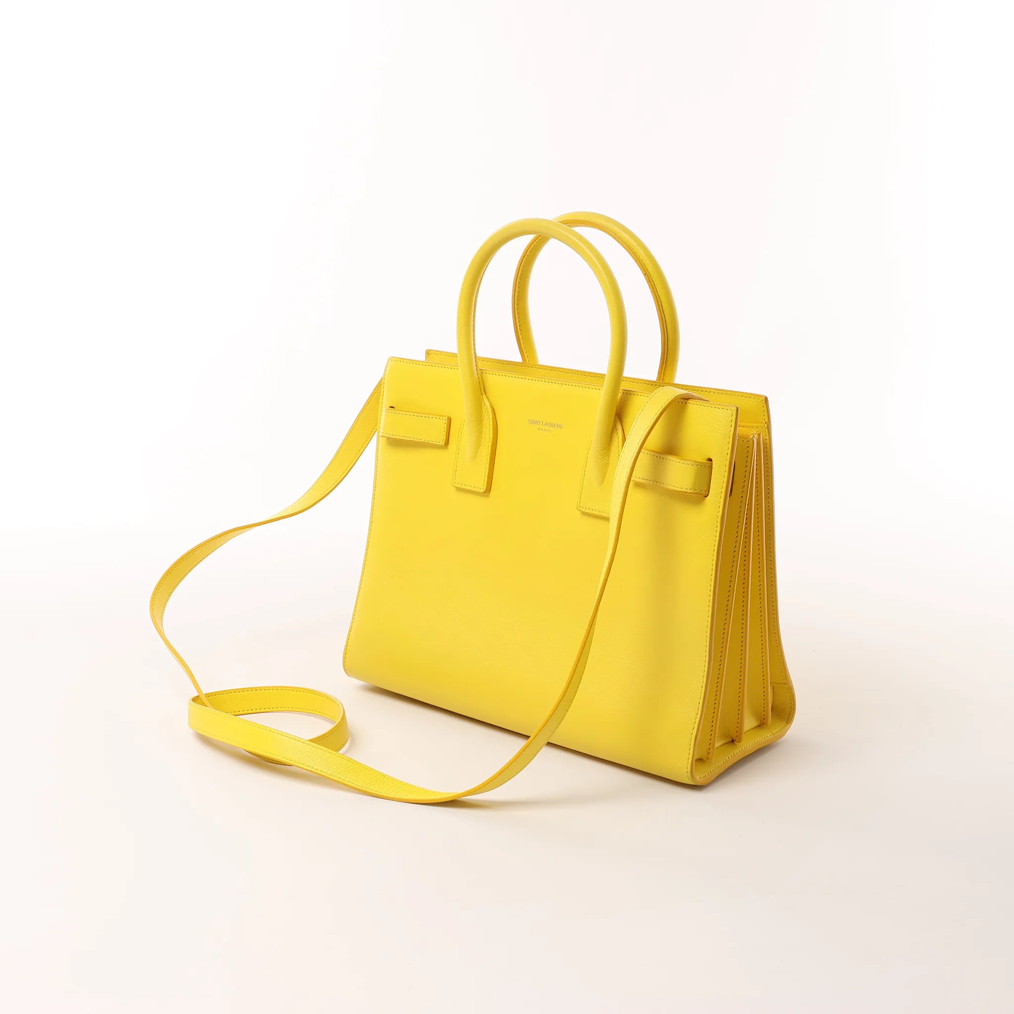 Saint Laurent Paris Sac de Jour Nano Leather 2Way Handbag Yellow 398710