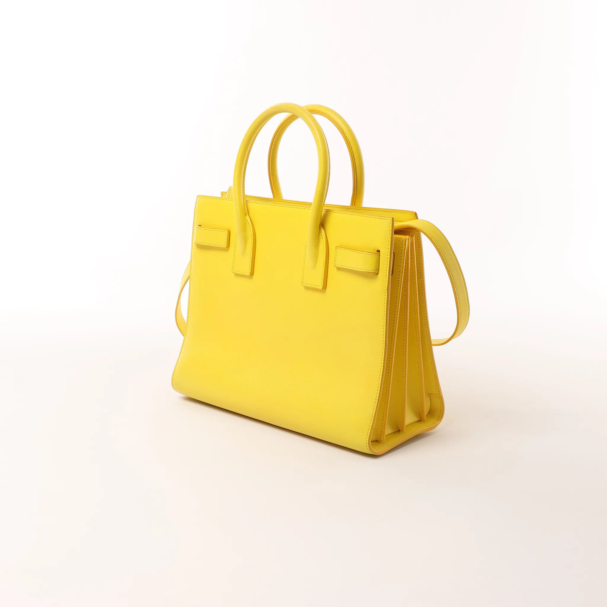 Saint Laurent Paris Sac de Jour Nano Leather 2Way Handbag Yellow 398710