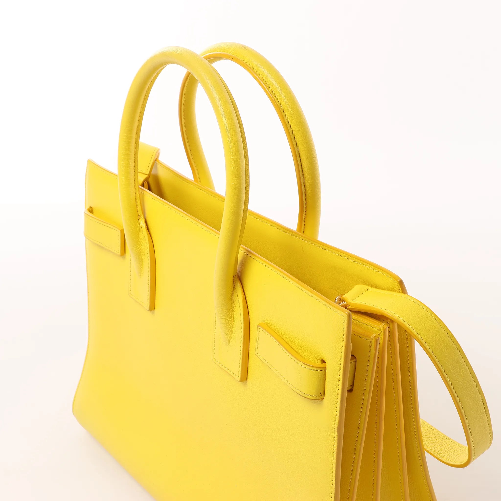 Saint Laurent Paris Sac de Jour Nano Leather 2Way Handbag Yellow 398710