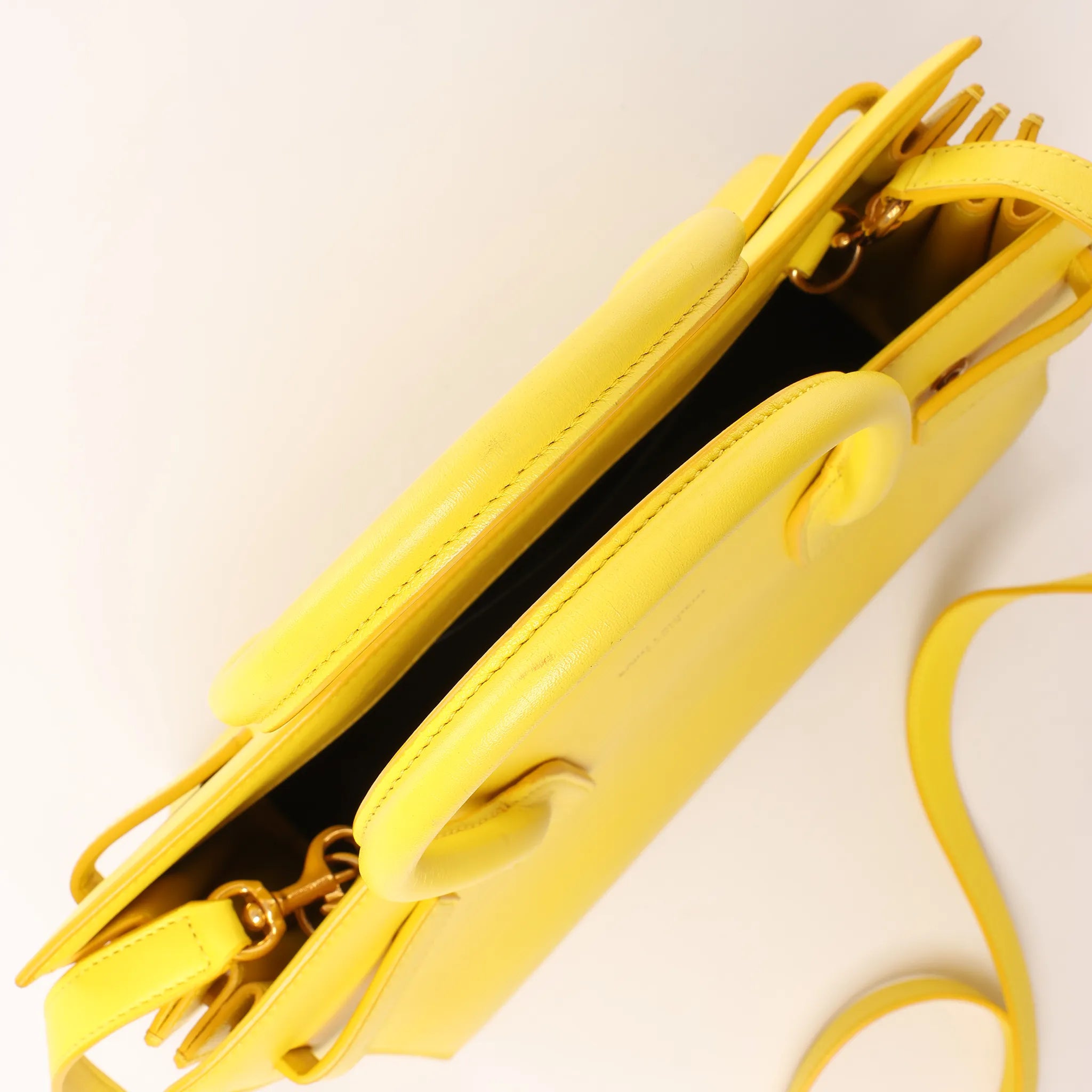 Saint Laurent Paris Sac de Jour Nano Leather 2Way Handbag Yellow 398710