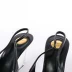 Saint Laurent Miller Leather Slingback Heels in Black 831087, Size 40 EU