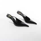 Saint Laurent Miller Leather Slingback Heels in Black 831087, Size 40 EU