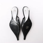 Saint Laurent Miller Leather Slingback Heels in Black 831087, Size 40 EU