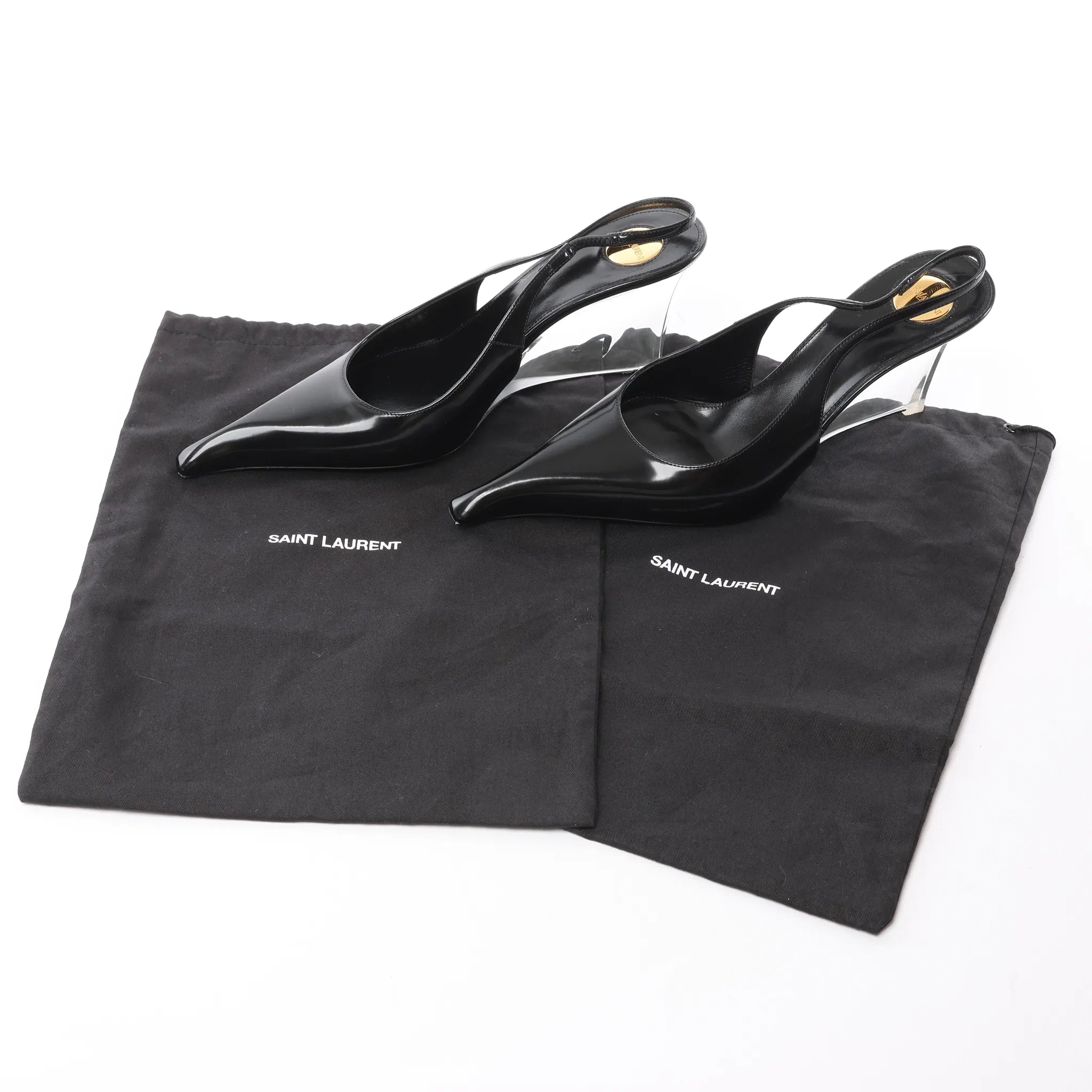 Saint Laurent Miller Leather Slingback Heels in Black 831087, Size 40 EU