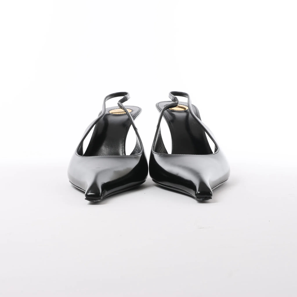 Saint Laurent Miller Leather Slingback Heels in Black 831087, Size 40 EU