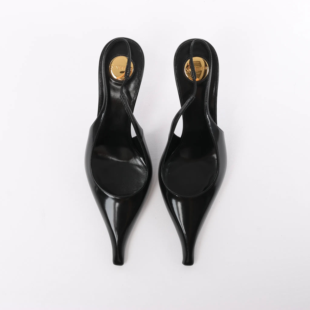 Saint Laurent Miller Leather Slingback Heels in Black 831087, Size 40 EU