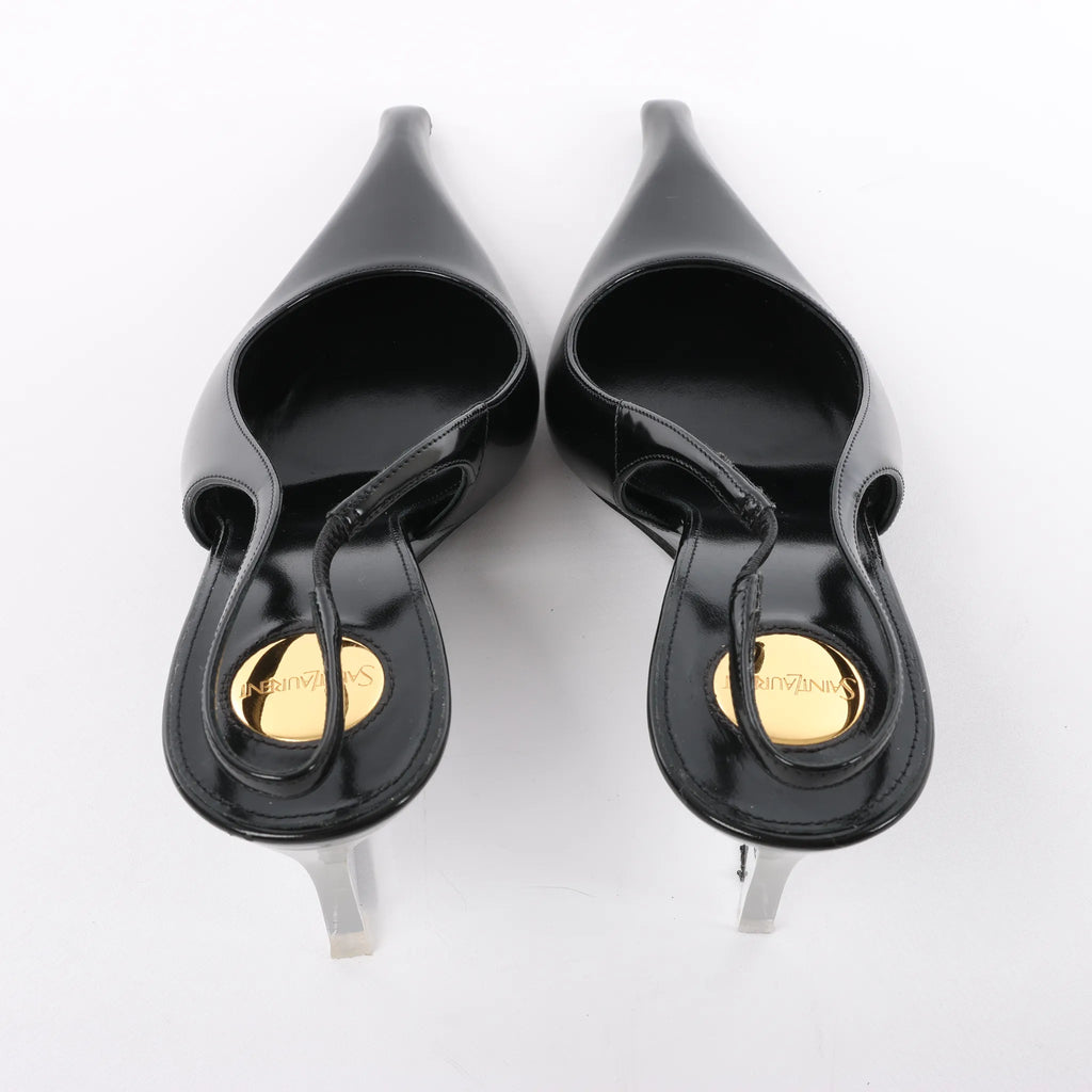 Saint Laurent Miller Leather Slingback Heels in Black 831087, Size 40 EU