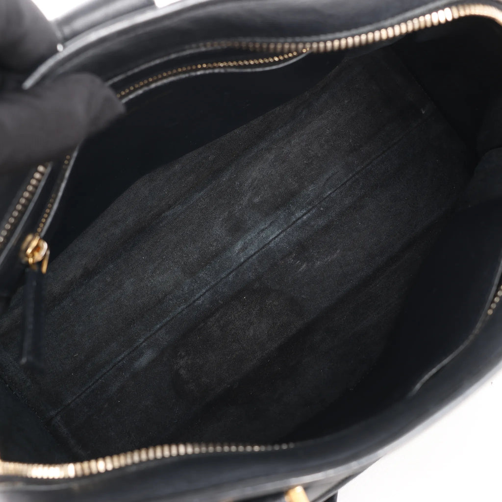 Saint Laurent Paris Monogram Cabas Leather 2Way Handbag in Black