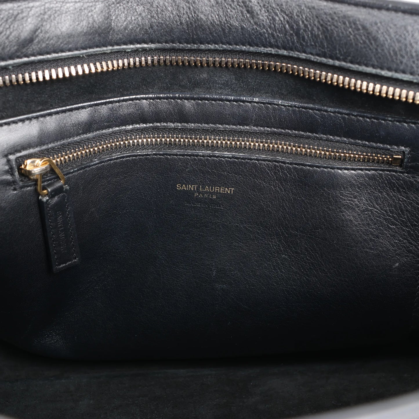 Saint Laurent Paris Monogram Cabas Leather 2Way Handbag in Black