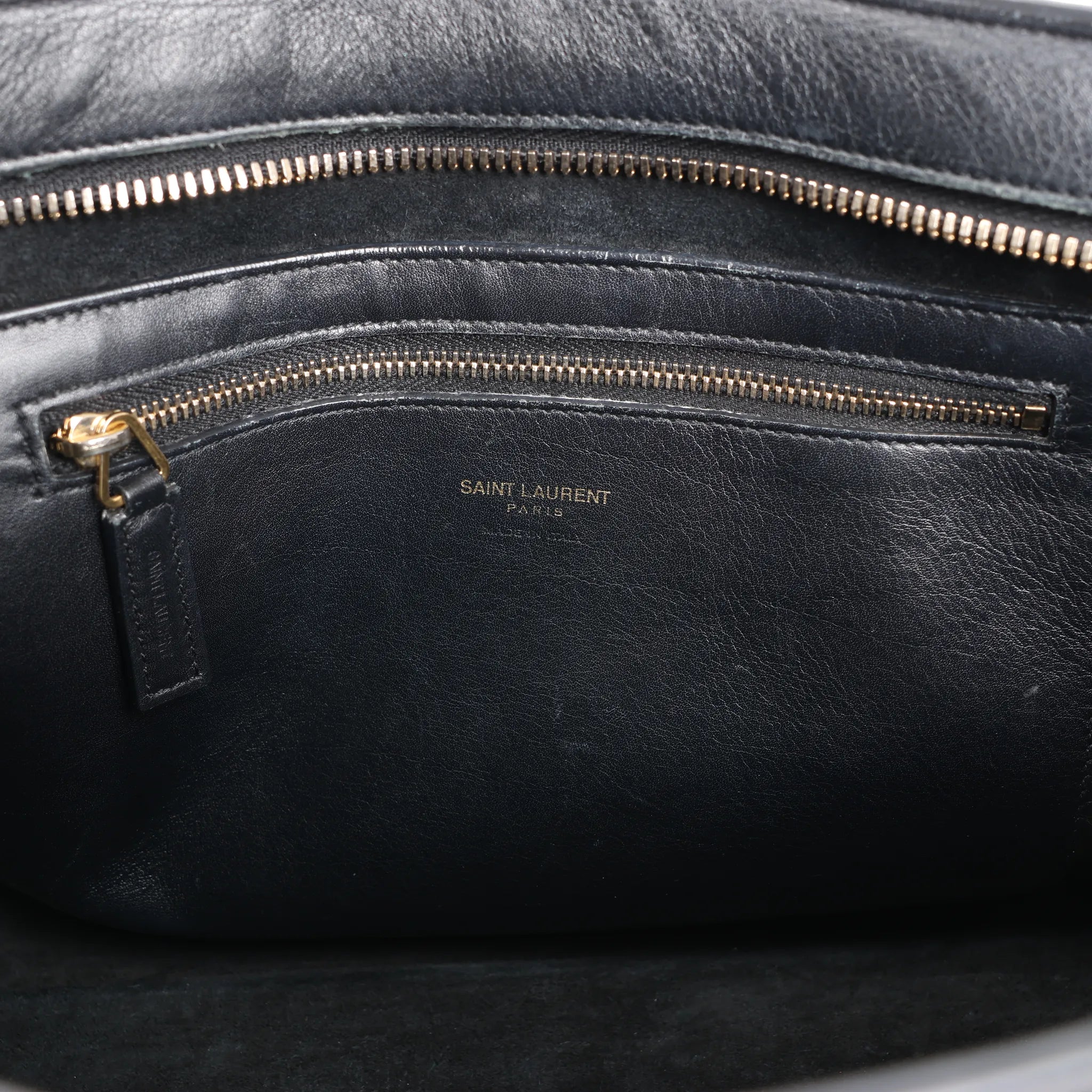 Saint Laurent Paris Monogram Cabas Leather 2Way Handbag in Black