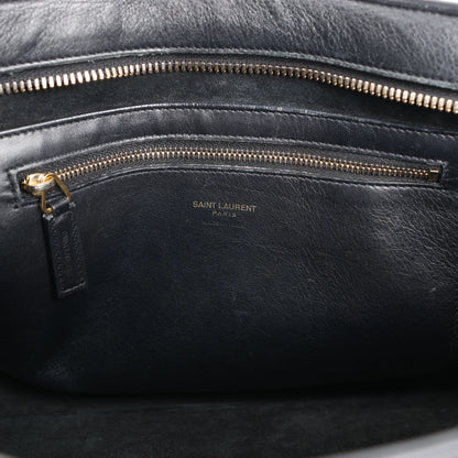 Saint Laurent Paris Monogram Cabas Leather 2Way Handbag in Black