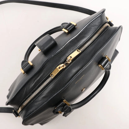 Saint Laurent Paris Monogram Cabas Leather 2Way Handbag in Black