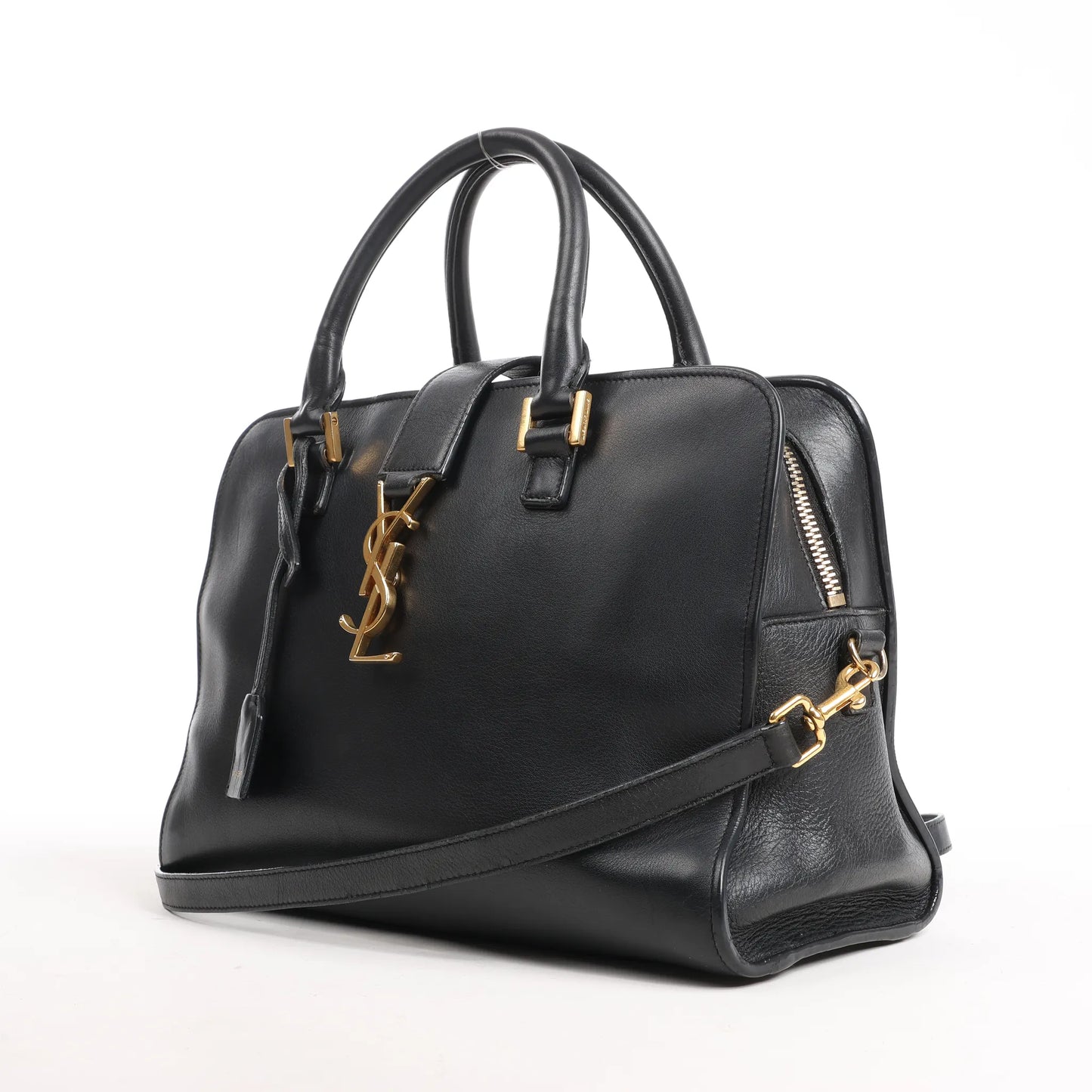 Saint Laurent Paris Monogram Cabas Leather 2Way Handbag in Black