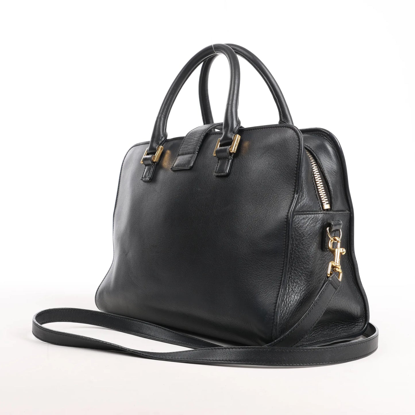 Saint Laurent Paris Monogram Cabas Leather 2Way Handbag in Black