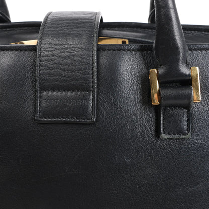 Saint Laurent Paris Monogram Cabas Leather 2Way Handbag in Black