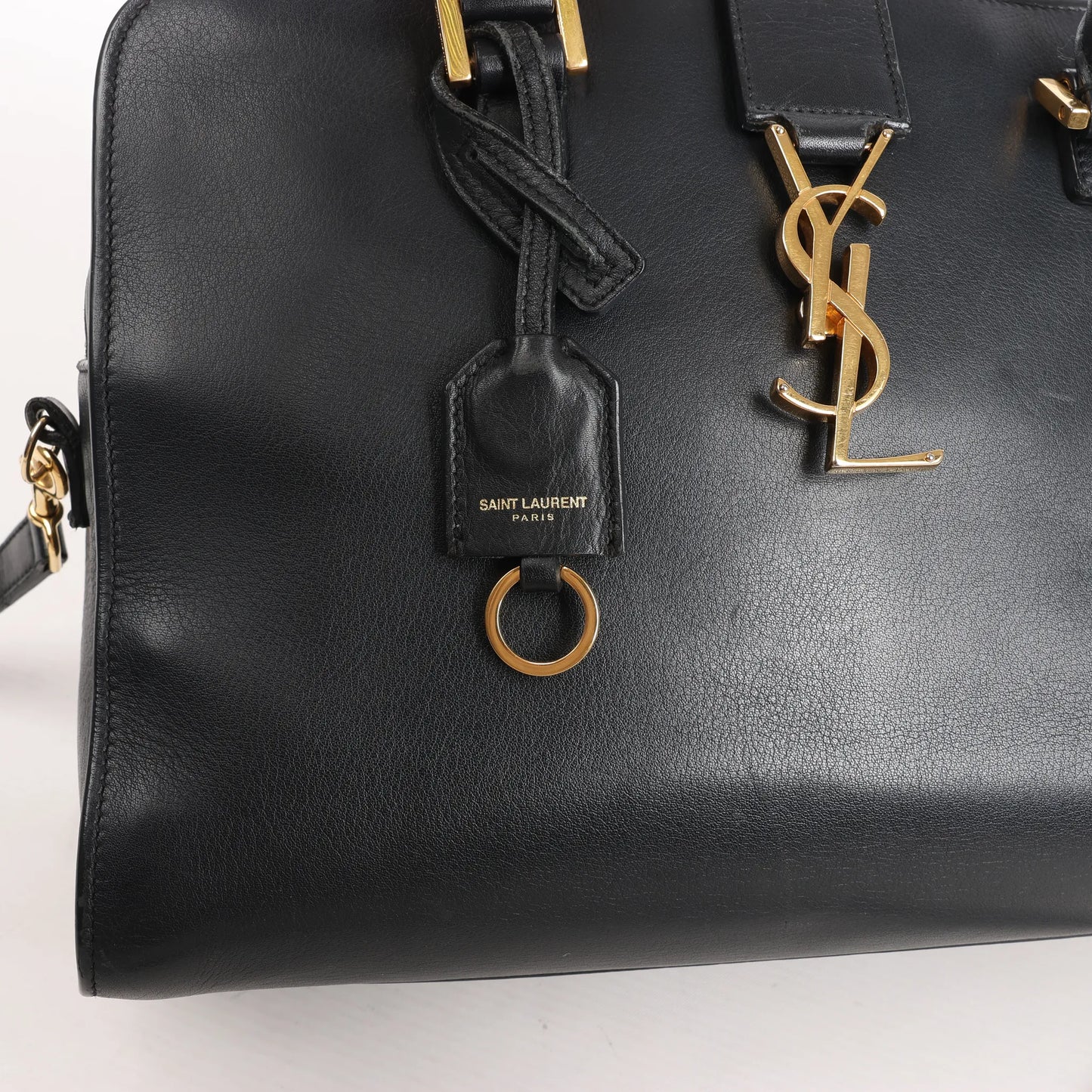 Saint Laurent Paris Monogram Cabas Leather 2Way Handbag in Black