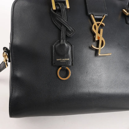 Saint Laurent Paris Monogram Cabas Leather 2Way Handbag in Black
