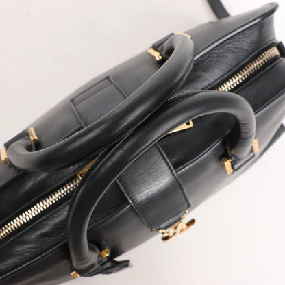 Saint Laurent Paris Monogram Cabas Leather 2Way Handbag in Black