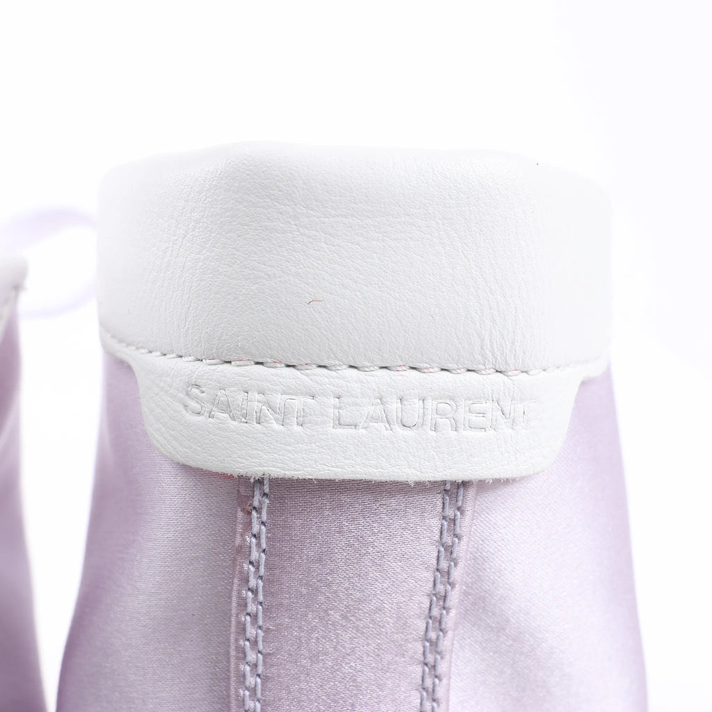 Saint Laurent Paris Malibu Satin High-top Sneakers in Metallic Purple 718403, Size 38 EU