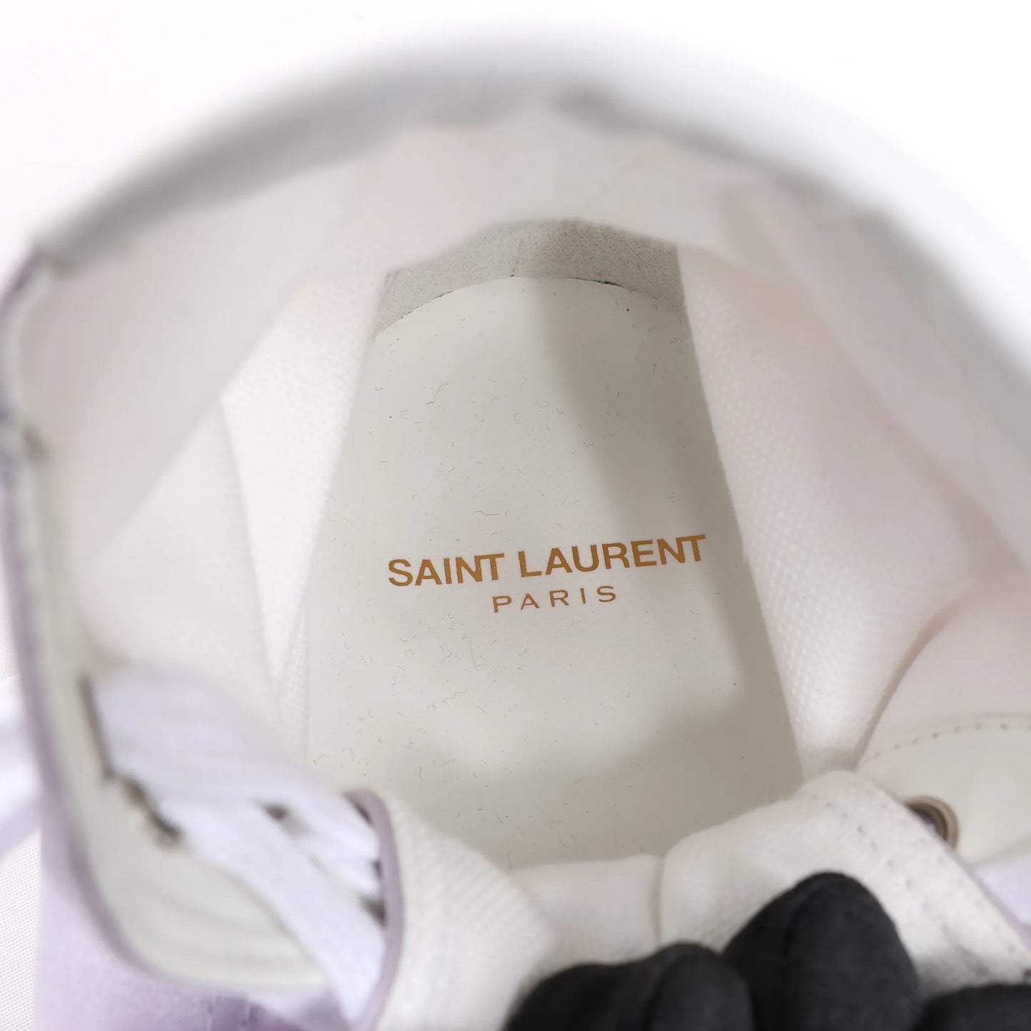 Saint Laurent Paris Malibu Satin High-top Sneakers in Metallic Purple 718403, Size 38 EU