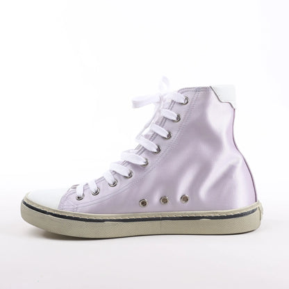 Saint Laurent Paris Malibu Satin High-top Sneakers in Metallic Purple 718403, Size 38 EU